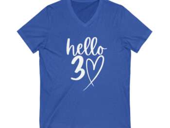 Hello 30 Heart Shirt - 30th Birthday Shirt - Thirtieth Birthday Tee - Birthday Trip Shirt - 30th Birthday Idea - 30th Birthday Gift Unisex Jersey Short Sleeve V-Neck Tee