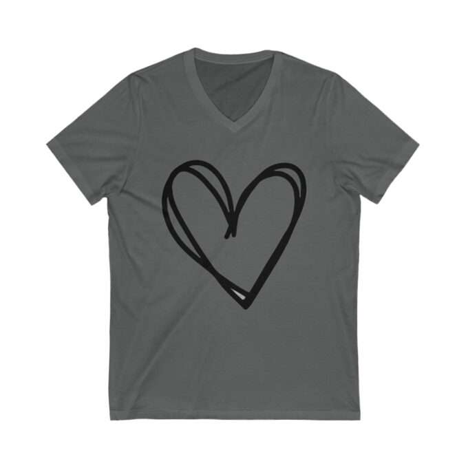 Valentines Day Shirts For Women OR Teachers Valentines Day Shirt, Cute Heart T-shirt Unisex Jersey Short Sleeve V-Neck Tee - Image 4