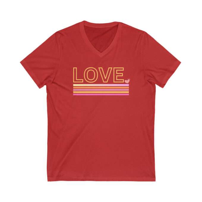 Valentines Day Shirts For Woman, Retro Love Valentines Day Shirt, Cute Valentine V-Neck Tee - Image 3