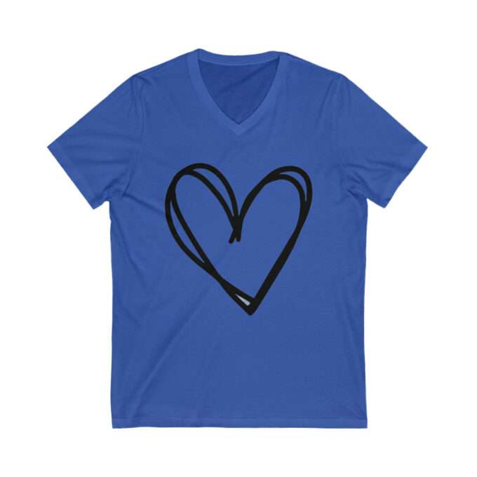 Valentines Day Shirts For Women OR Teachers Valentines Day Shirt, Cute Heart T-shirt Unisex Jersey Short Sleeve V-Neck Tee - Image 3