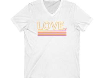 Retro Love Valentines Day Shirt,Valentines Day Shirts For Woman,Heart Shirt,Cute Valentine Shirt,Valentines Day Gift,Valentines Gift Unisex Jersey Short Sleeve V-Neck Tee