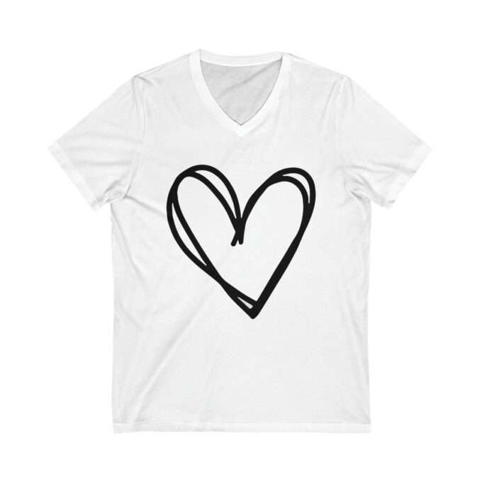 Valentines Day Shirts For Women OR Teachers Valentines Day Shirt, Cute Heart T-shirt Unisex Jersey Short Sleeve V-Neck Tee - Image 2