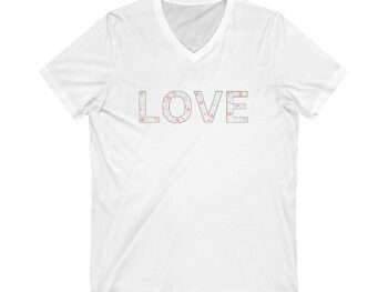 Love V-Neck Shirt, Love Flower T-Shirt, Gift For Fiance, Engagement Shirt, Valentines Day T-Shirt, Cute Love Shirt, Lover Shirt Unisex Jersey Short Sleeve V-Neck Tee