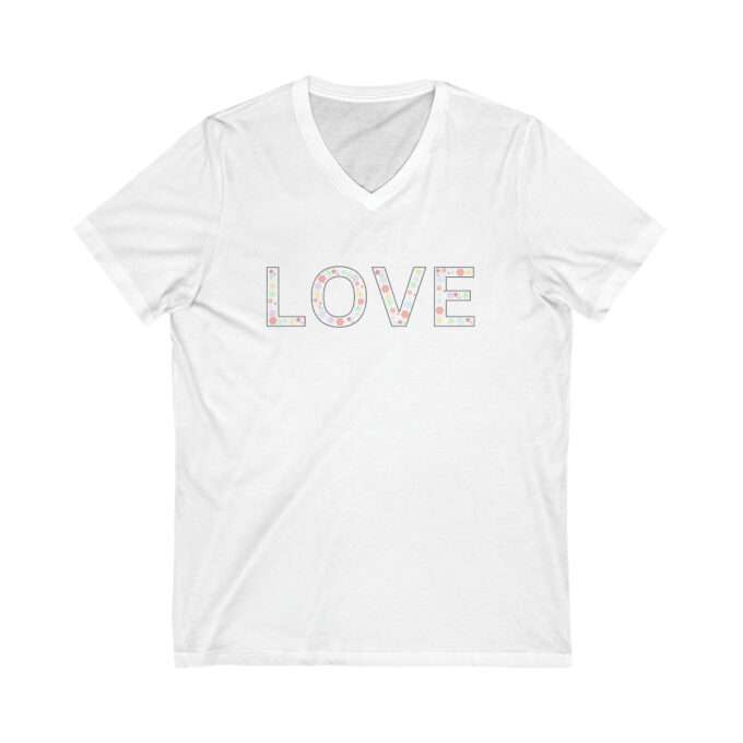 Love V-Neck Shirt, Love Flower T-Shirt, Gift For Fiance, Engagement Shirt, Valentines Day T-Shirt, Cute Love Shirt, Lover Shirt Unisex Jersey Short Sleeve V-Neck Tee