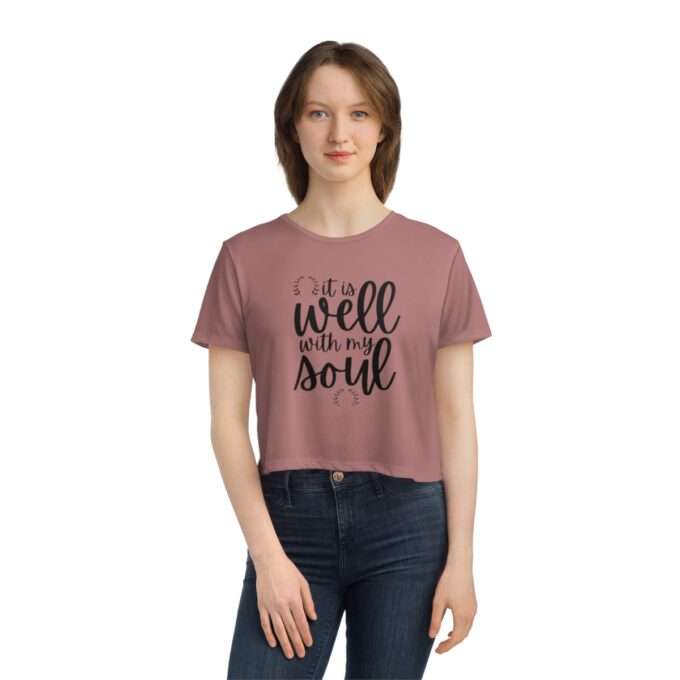 Christian Clothing Apparel, It Is Well With My Soul Crop Shirt, Faith Based Shirt - Image 3