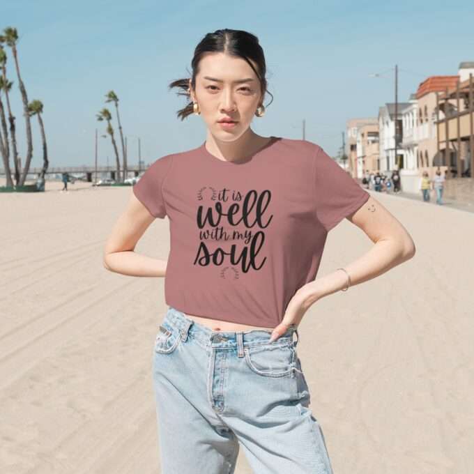 Women's It Is Well With My Soul Crop Shirt, Hymn Shirt, Jesus Shirt, Bible Verse Shirt, Religious Shirt, Faith Based Shirt, Christian Shirt Flowy Cropped Tee