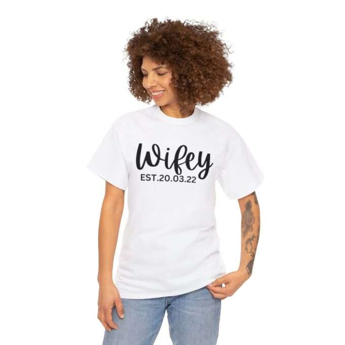 Wifey and Hubby Shirts Trendy Duo  Unisex Heavy Cotton Tee - Image 2