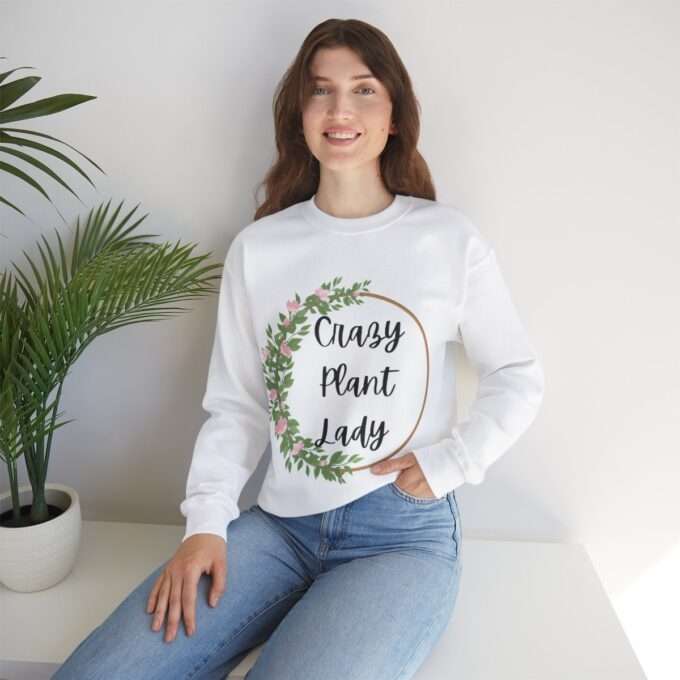 Gift For Plant Lover Sweatshirt Crazy Plant Lady Shirt ,Unisex Heavy Blend™ Crewneck Sweatshirt - Image 4