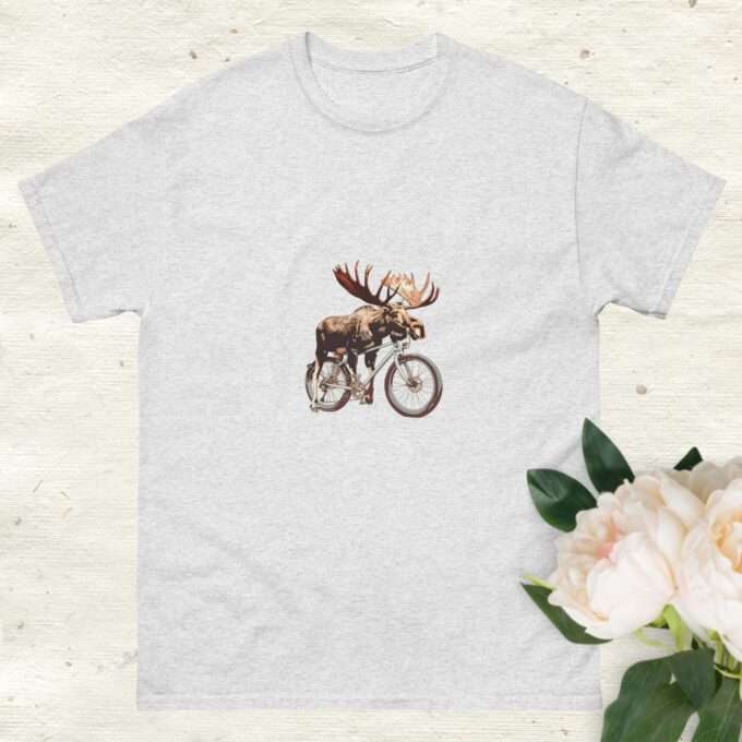 Moose Lover Bicycle Shirt – Romantic Screen-Printed Tee - Image 6