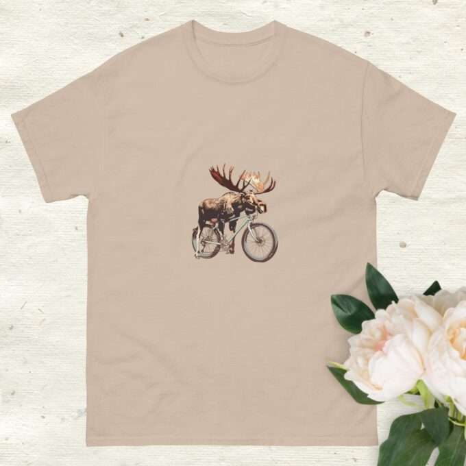 Moose Lover Bicycle Shirt – Romantic Screen-Printed Tee - Image 5