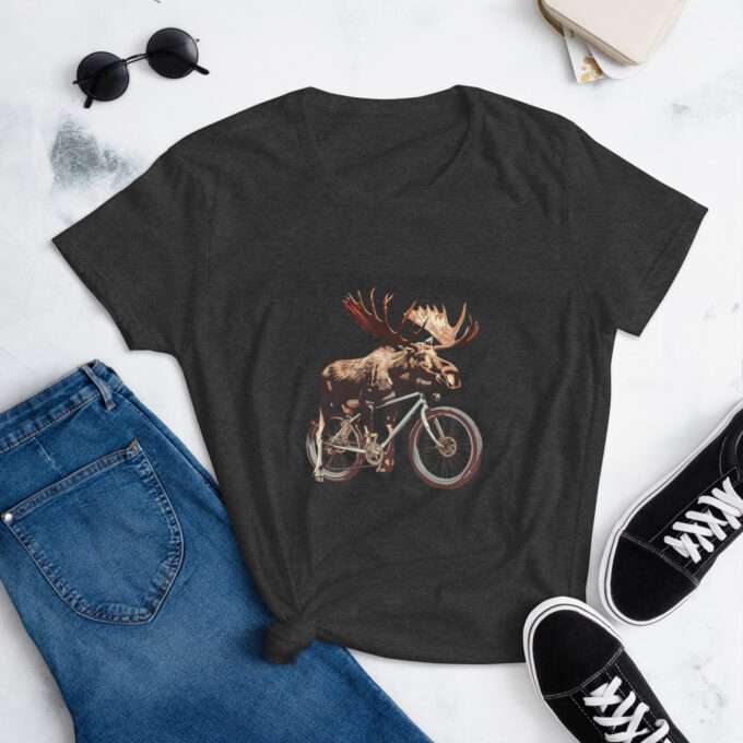 Moose on a bicycle - Bicycle shirt - Bike Tee - Image 2