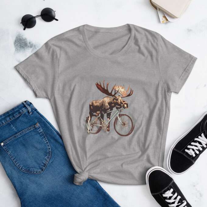 Moose on a bicycle - Bicycle shirt - Bike Tee - Image 3