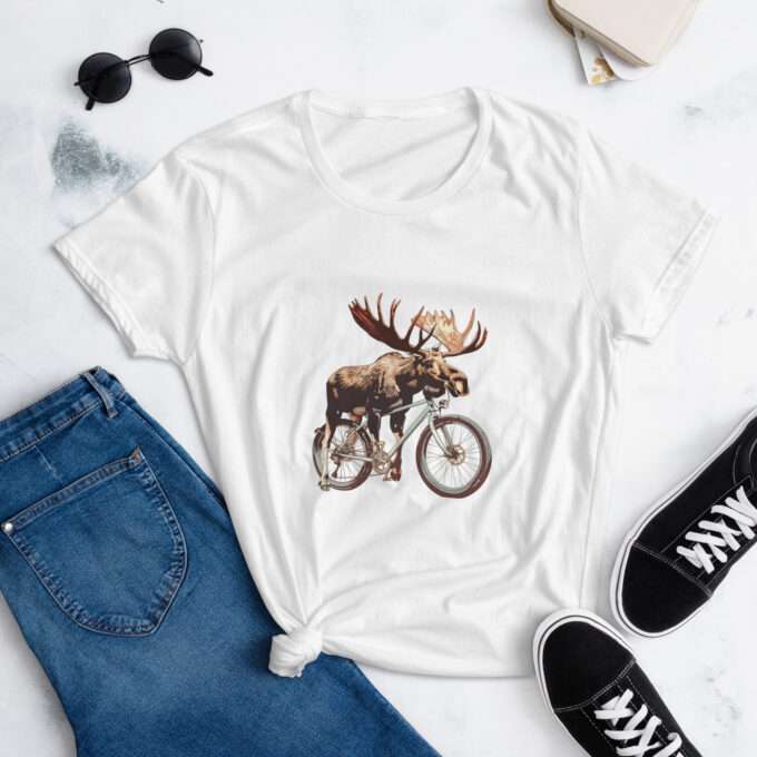 Moose on a bicycle - Bicycle shirt - Bike Tee - Image 4