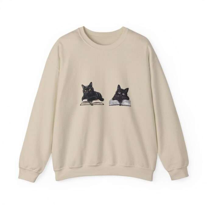 Black cat Sweatshirt, Women’s Vintage Gothic Cat Sweatshirt, Unisex Crewneck Sweatshirt - Image 3