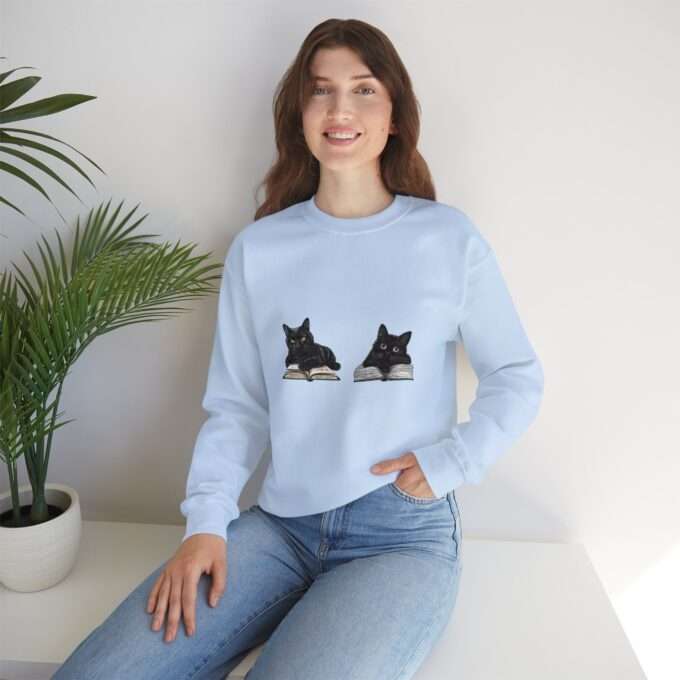 Black cat Sweatshirt, Women’s Vintage Gothic Cat Sweatshirt, Unisex Crewneck Sweatshirt - Image 7