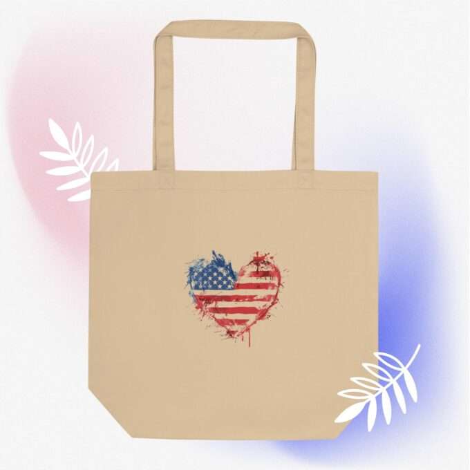 USA Flag Tote Bag, Labor Day 2d Sept, Patriotic Gift Tote Bag, Eco Tote Bag