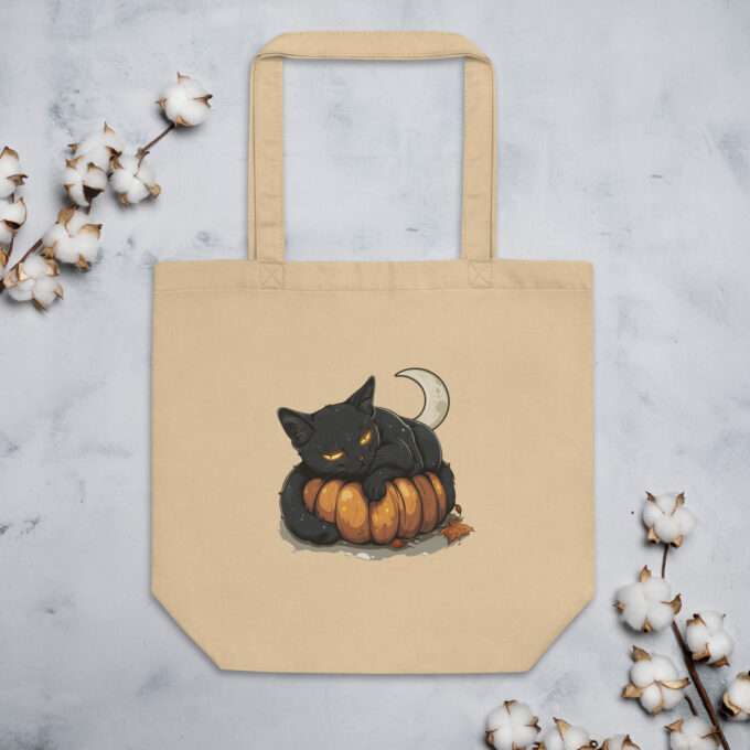 Gothic Cat Tote Bag Halloween Pumpkin Tote Bag Fall tote bags Halloween accessories Stylish and functional tote bags