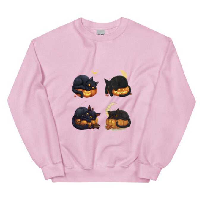 UNIQUE Black Cat on Pumpkin Sweatshirt ,Black cat on pumpkin sweatshirt - Image 6
