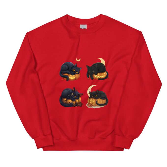 UNIQUE Black Cat on Pumpkin Sweatshirt ,Black cat on pumpkin sweatshirt - Image 2