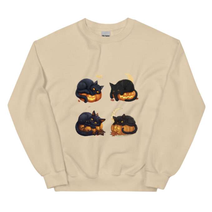 UNIQUE Black Cat on Pumpkin Sweatshirt ,Black cat on pumpkin sweatshirt - Image 5