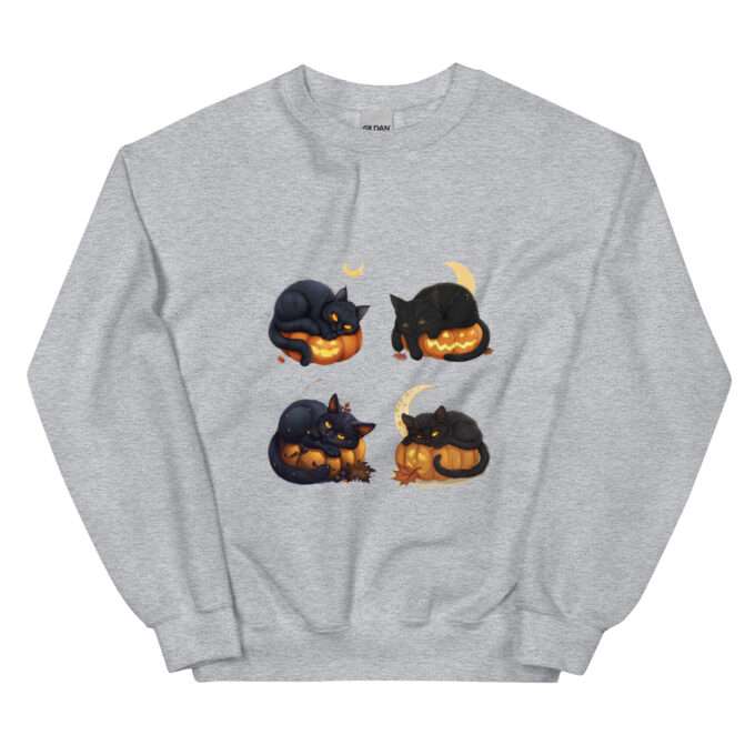 UNIQUE Black Cat on Pumpkin Sweatshirt ,Black cat on pumpkin sweatshirt - Image 4