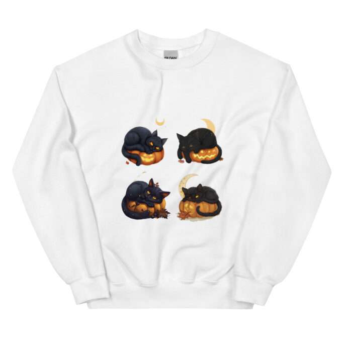 UNIQUE Black Cat on Pumpkin Sweatshirt ,Black cat on pumpkin sweatshirt - Image 7