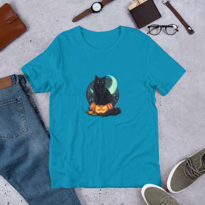 Halloween Pumpkin Shirt , Gothic Cat  Shirt - Image 4