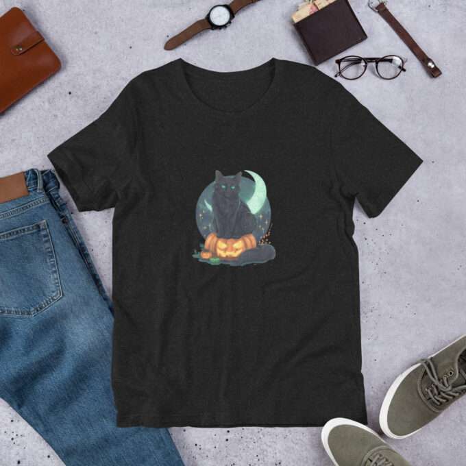 Halloween Pumpkin Shirt , Gothic Cat  Shirt - Image 2