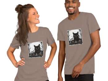 Gothic cat T-shirt Halloween gothic shirt Graveyard design T-shirt Spooky cat shirt