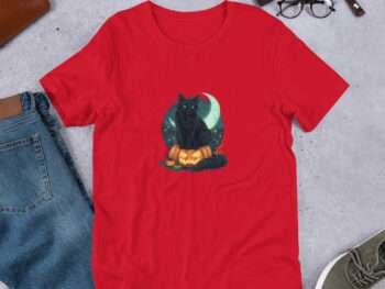 Halloween Pumpkin Shirt , Gothic Cat Shirt, Fall T-Shirts Women