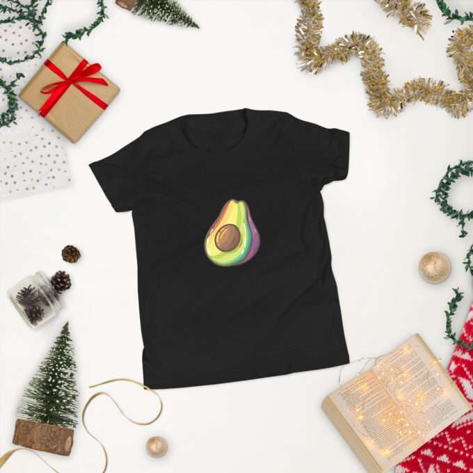 Rainbow shirt, Avocado Rainbow Design, Youth Short Sleeve T-Shirt - Image 2