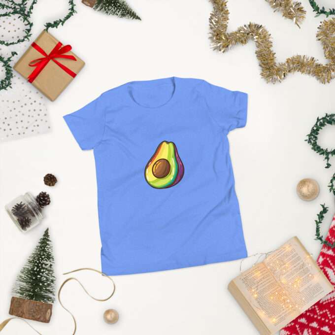 Rainbow shirt, Avocado Rainbow Design, Youth Short Sleeve T-Shirt - Image 6