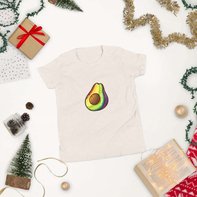 Rainbow shirt, Avocado Rainbow Design, Youth Short Sleeve T-Shirt - Image 8