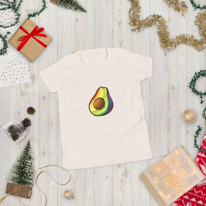 Rainbow shirt, Avocado Rainbow Design, Youth Short Sleeve T-Shirt - Image 7