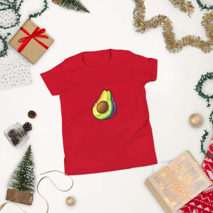 Rainbow shirt, Avocado Rainbow Design, Youth Short Sleeve T-Shirt - Image 4