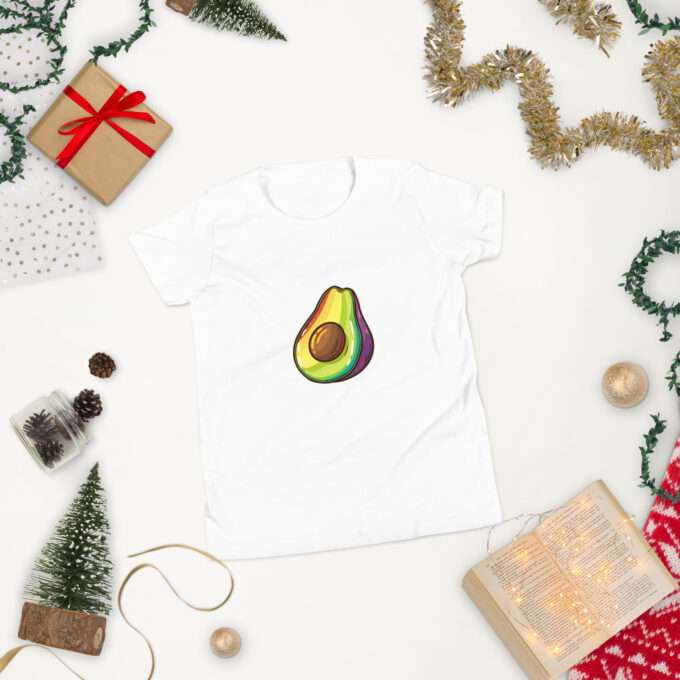 Rainbow shirt, Avocado Rainbow Design, Youth Short Sleeve T-Shirt - Image 10