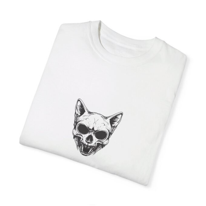 Gothic Cat Skull Shirt, American Goth Cat Shirt, Unisex Garment-Dyed T-shirt - Image 2
