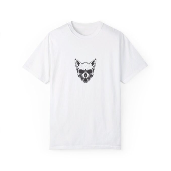 Gothic Cat Skull Shirt, American Goth Cat Shirt, Unisex Garment-Dyed T-shirt