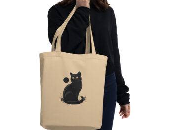 Goth Cat Tote Bag, Gothic Cat Bag, Gothic fashion accessories, Eco-friendly tote bag, Gothic gift ideas