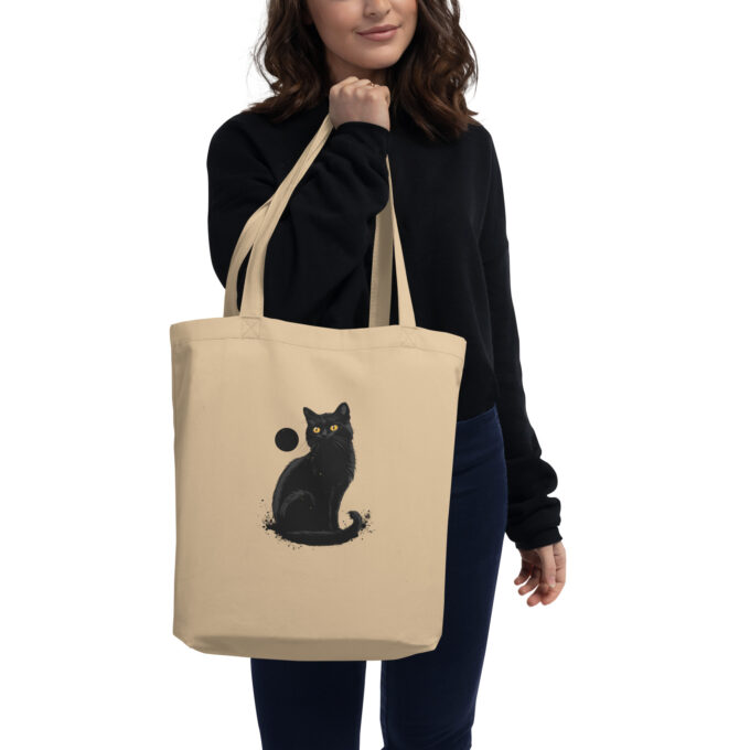 Goth Cat Tote Bag, Gothic Cat Bag, Gothic fashion accessories, Eco-friendly tote bag, Gothic gift ideas