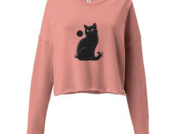 Goth crop top Black cat sweatshirt Gothic fashion Crop top sweater Black cat gift ideas