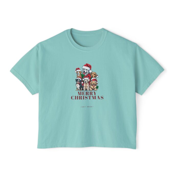 Christmas Dog Tee – Fun and Festive Women’s Boxy Tee - Image 3