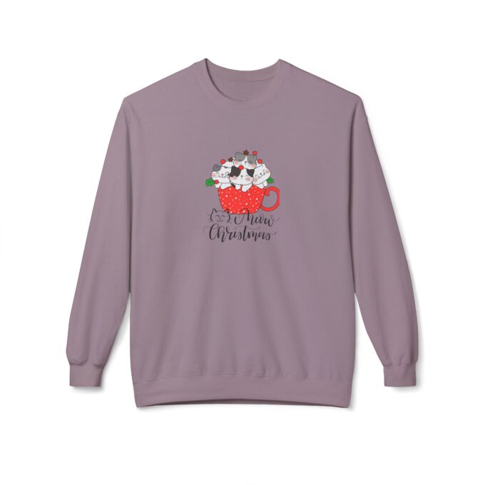 Meowy Christmas Sweater – Festive Unisex Fleece Crewneck - Image 3