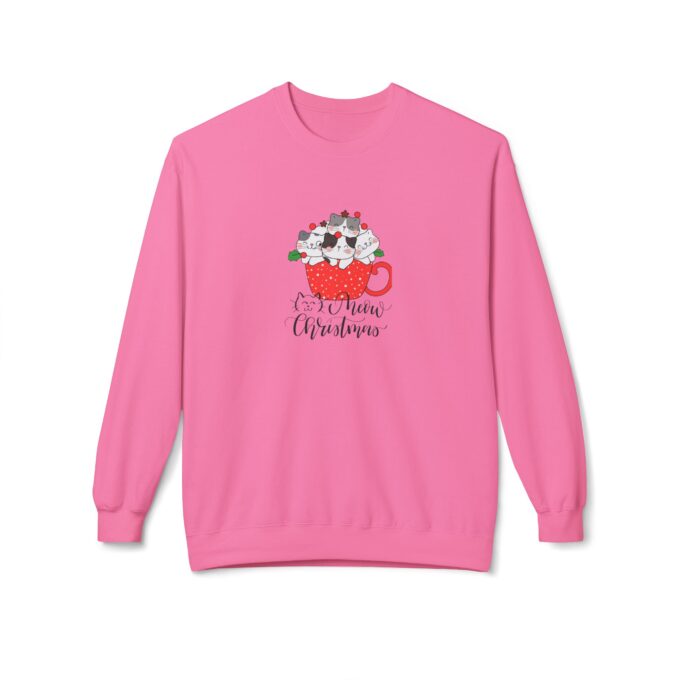 Meowy Christmas Sweater – Festive Unisex Fleece Crewneck - Image 4