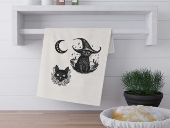 Gothic cat tea towels Gothic kitchen towels Cat design tea towels Absorbent cotton-poly towels