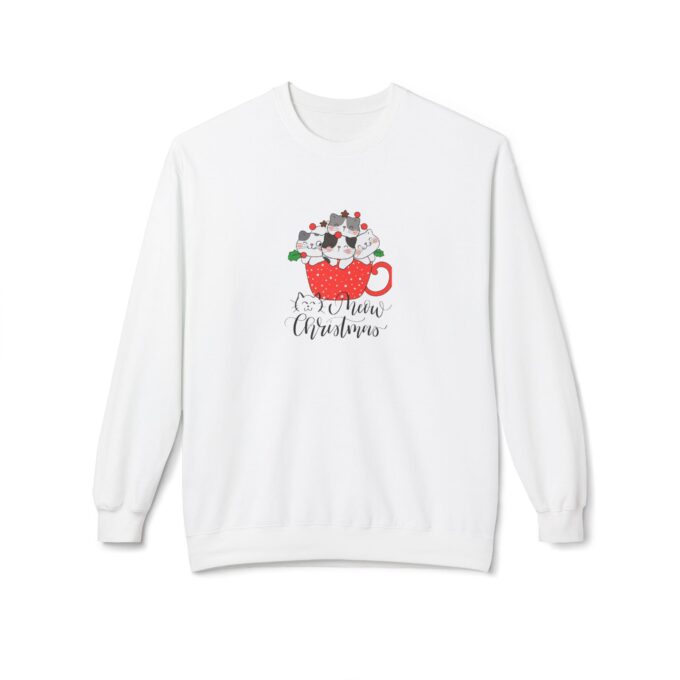 Meowy Christmas Sweater – Festive Unisex Fleece Crewneck - Image 6