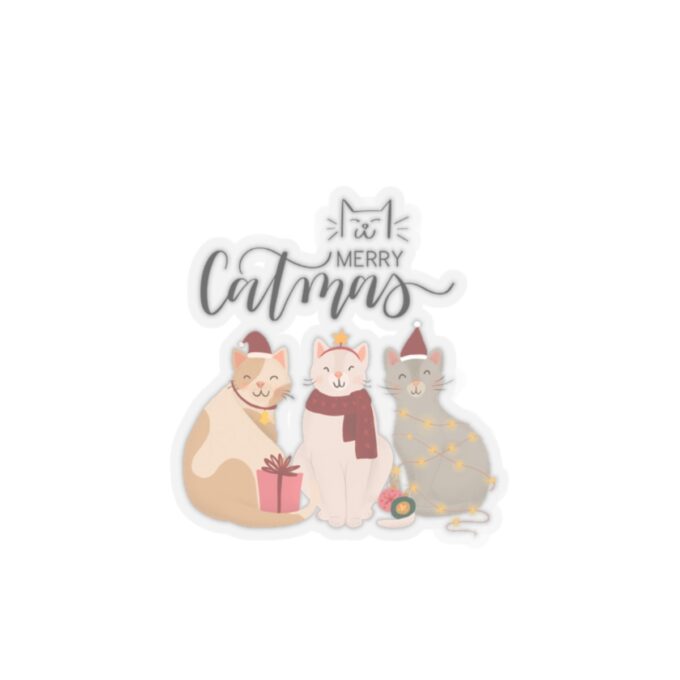 Merry Christmas cat stickers Holiday cat kiss-cut stickers Festive cat stickers Christmas stocking stuffer Cat-themed holiday stickers