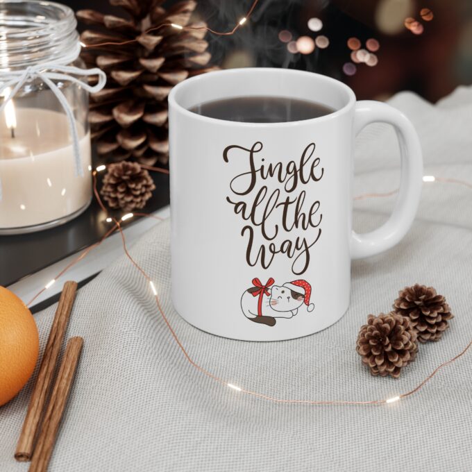 Jingle All The Way Mug – Festive Cat Holiday Mug 11oz - Image 3