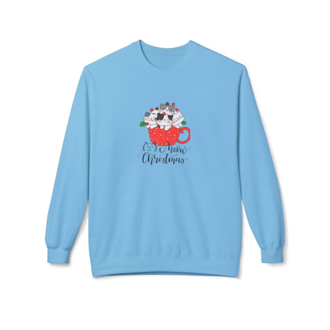 Meowy Christmas Sweater – Festive Unisex Fleece Crewneck - Image 5