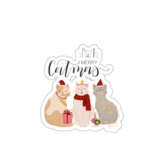 Merry Christmas Cat Stickers – Festive Holiday Decor - Image 3